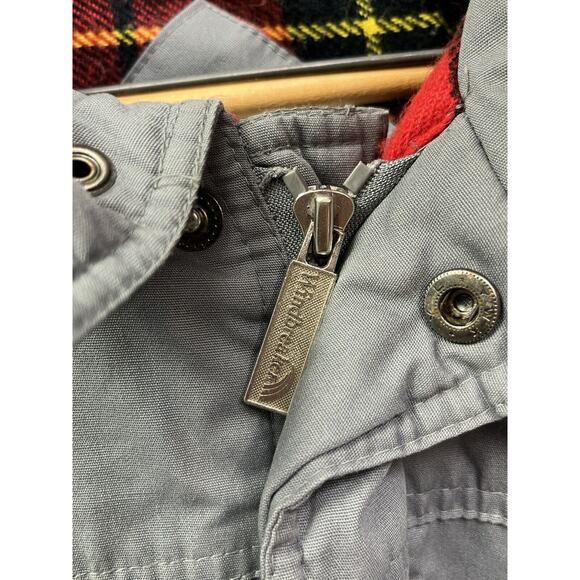 WINDBREAKER Coat Mens XXL gray button/Zip hooded coat flannel lined - Picture 9 of 9